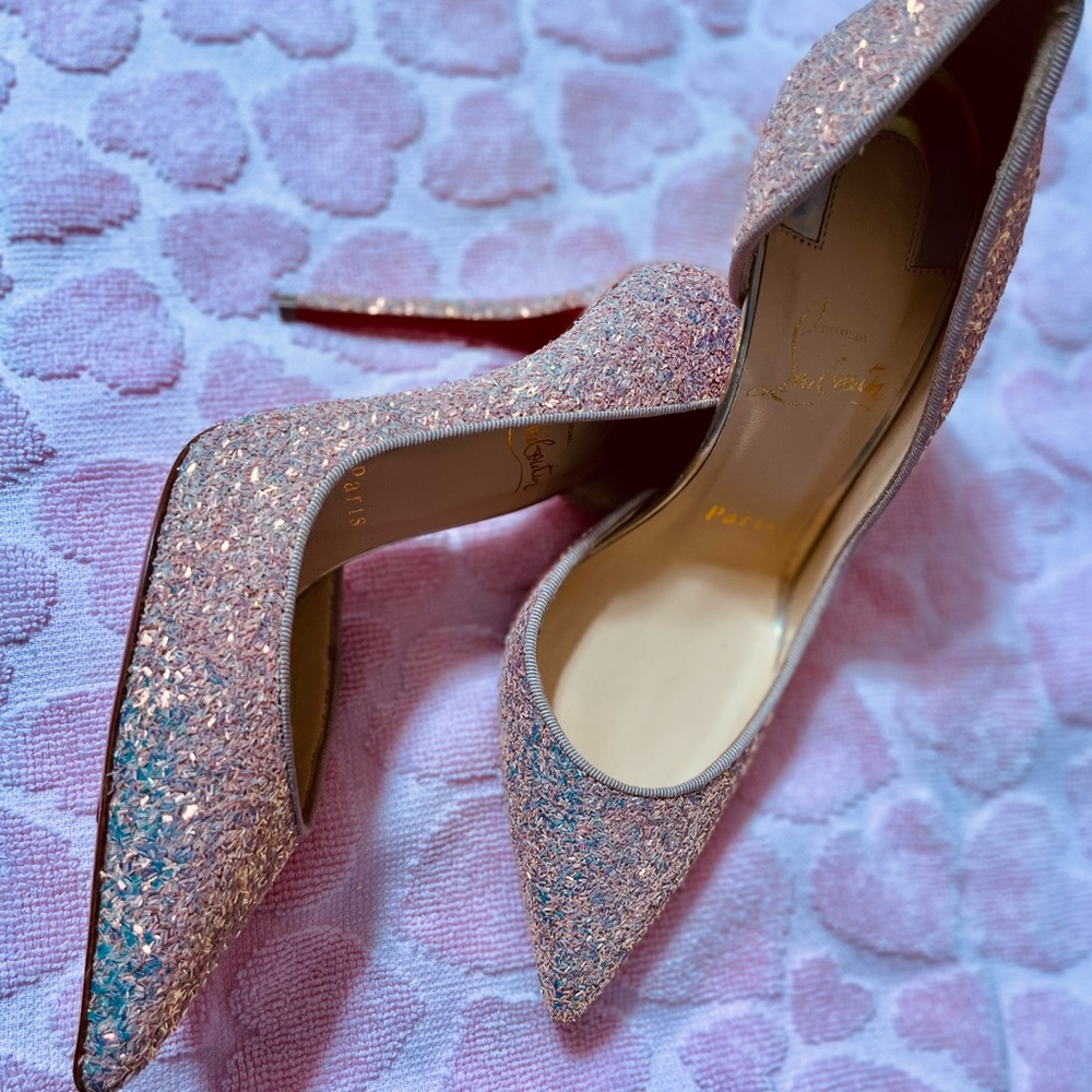 PINK GLITTER IRIZA LOUBOUTINS